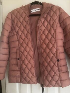 DKNY Quilted Hooded Puffer Jacket in Rose